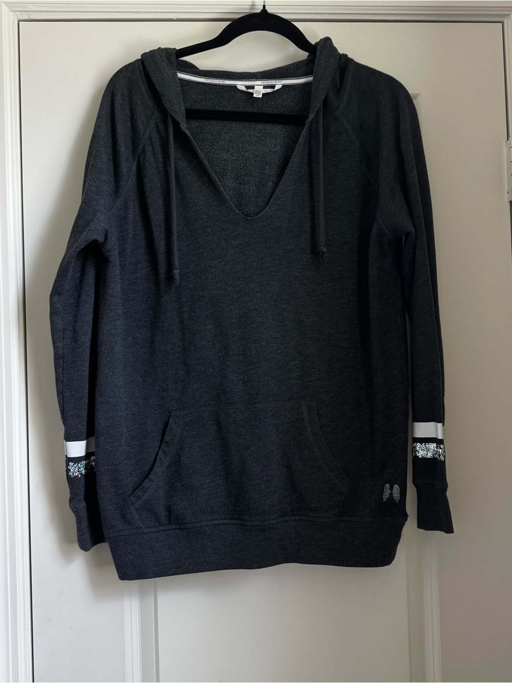 VS Charcoal Grey Sequin Stripe Hoodie